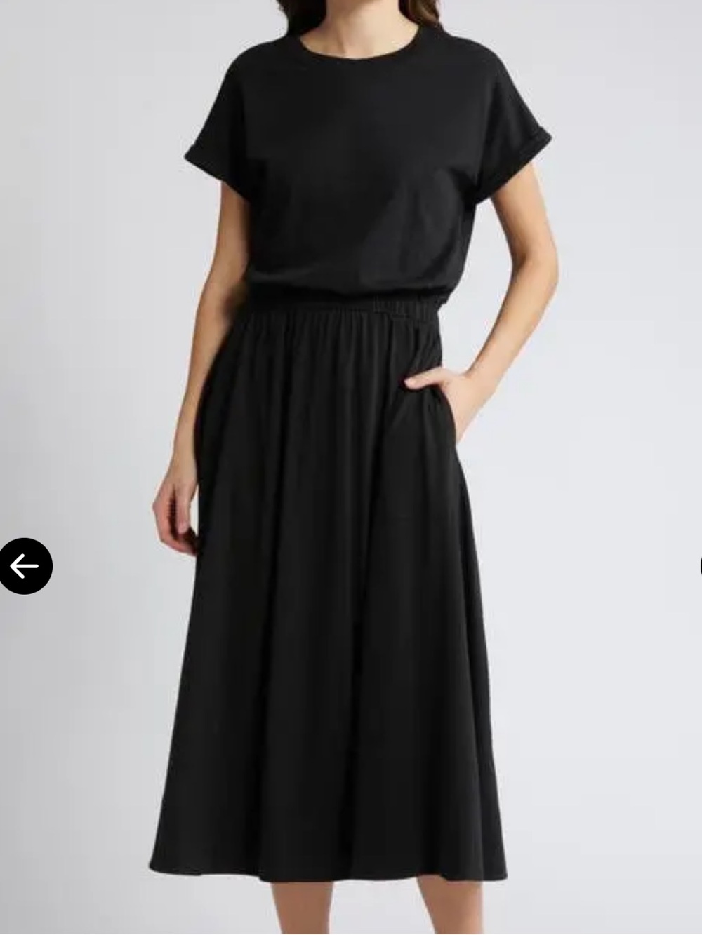 Nation LTD Garcelle Organic Cotton T-Shirt Midi Maxi Dress Jet Black Minimalist - Picture 5 of 16